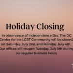 Center Closed - Independence Day