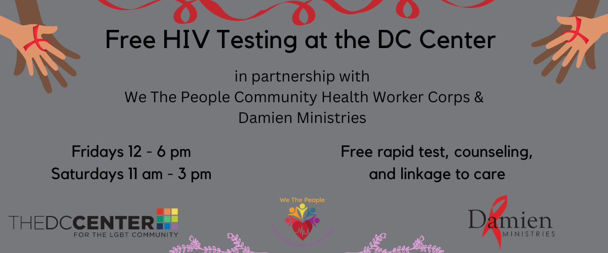 Free Rapid HIV testing at the DC Center starting November 4th!